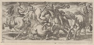Sześciu kawalerzystów w walce, z I scen bitewnych, ca. 1590-1630. autorstwa Antonio Tempesta