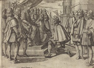 Książę hiszpański przed Małgorzatą Austriacką [verso] autorstwa Antonio Tempesta