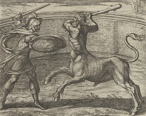 Tezeusz i Minotaur Minotaur Tezeusz vincit, z The Metamorphos..., Opublikowane po 1606 r.