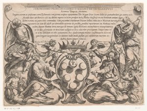 Rycina tytułowa z dedykacją i herbem Cosimo II de