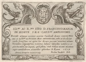 Tabliczka tytułowa do serii Prace Herkulesa z herbem kardynała Francesco Ma..., 1608. autorstwa Antonio Tempesta