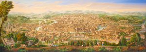 Panoramiczny widok na Rzym ze wzgórza Janiculum autorstwa Antonio Testa