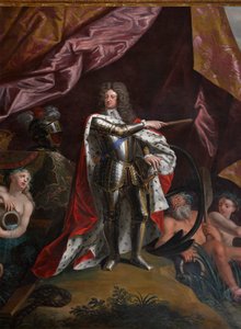 George, książę Danii, jako Lord High Admiral of England, fragment z Salonu Królowej autorstwa Antonio Verrio