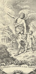 Anioł prowadzący młodego chłopca i wskazujący na chmury, ok. godz. 1708-82.