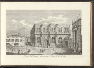 Gezicht op Campo San Rocco te Venetië Obszar S. Rocchi z tą samą świątynią i szkołą (tytuł na obiekcie) Gezichten op bugemenen en pleinen in Venetië (tytuł serii) Bardziej znane widoki Wenecji, z 38 paneli Antoniusa Canal, wyrytych w mosiądzu przez Ant autorstwa Antonio Visentini