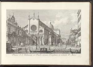 Widok kościoła Santi Giovanni e Paolo w Wenecji Platea S. S. Johannis et Pauli, eorum Templum et Schola D. Marci (tytuł na obiekcie) Widoki budynków i placów w Wenecji (tytuł serii) Urbis Venetiarum prospekt celebriores, ex Antonii Can