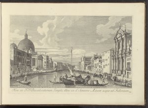 Gezicht op het Canal Grande, de Santa Maria di Nazareth en de San Simeone Piccolo te Venetië Stąd od F.F. Świątynia Bosów, dalej od S. Simeon Minor do Fullonium (tytuł na obiekcie) Najsłynniejsze widoki Wenecji z Kanału Antoniusza autorstwa Antonio Visentini
