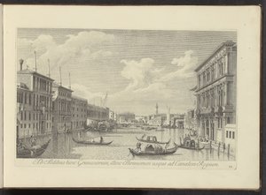 Gezicht op het Canal Grande en Palazzo Vendramin-Calergi te Venetië Od domów Grimanów z tej strony, z domu Tronów, aż do Kanału Królewskiego (tytuł na obiekcie) Bardziej znane widoki Wenecji, z 38 paneli Antonius Canal wydrukowanych na antenie przez Antoni autorstwa Antonio Visentini