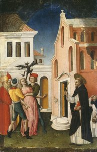 Św. Piotr Męczennik egzorcyzmujący kobietę opętaną przez diabła, 1440-50