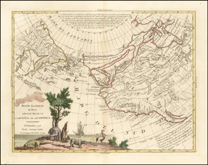 Mapa z 1776 roku - Nowe odkrycia Rosjan na północ od Morza Południowego w Azji i Ameryce autorstwa Antonio Zatta