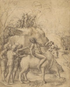 Correggio - Mężczyzna ujeżdżający byka i inne postacie, 83.GB.344 autorstwa Antonio da Correggio