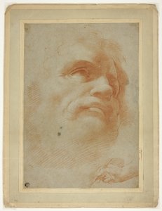 Męska głowa i szkic prawej ręki trzymającej rysik autorstwa Antonio da Correggio