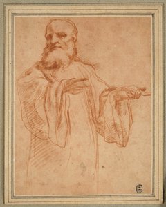 Święty Benedykt gestykulujący w lewo: Studium do Koronacji Dziewicy autorstwa Antonio da Correggio