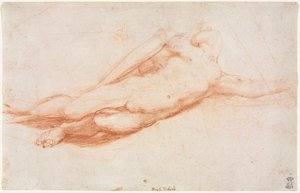 Studium poległego żołnierza, prawdopodobnie nawrócenie Saula recto, c. 1525. autorstwa Antonio da Correggio