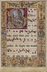 Stopniowy. Initial R: The Resurrection, ok. 1500 (tempera, złoty płatek i atrament na pergaminie) autorstwa Antonio da Monza