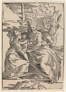 Święta Rodzina z Dwoma Świętymi autorstwa Antonio da Trento after Parmigianino