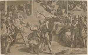 Męczeństwo świętych Piotra i Pawła [recto] autorstwa Antonio da Trento after Parmigianino