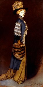 Elegancka dama w futrzanej mufce autorstwa Antonio de la Gandara
