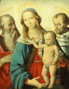 Madonna z Dzieciątkiem i świętymi Hieronimem i Franciszkiem (tempera na drewnie) autorstwa Antonio del Massaro da Viterbo