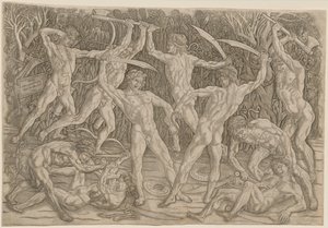 Bitwa nagości, 1470-80s. autorstwa Antonio Pollaiuolo