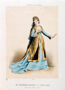 Śpiewaczka Pauline Lauters-Gueymard (Lauters Gueymard) (1834-1876) wykonująca Donę Elvire w operze Don Giovanni (Don Juan) Wolfganga Amadeusza Mozarta (1756-1791) podczas występu w Teatrze Operowym w Paryżu. Litografia Antony Morlona (1834-1914) Prywatne