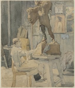 Jan Toorop w pracowni rzeźbiarskiej
