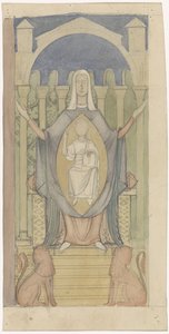 Maryja z Dzieciątkiem Chrystus siedzącym na tronie Salomona