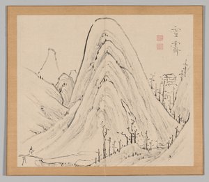 Podwójny Album Studiów Krajobrazowych wg Ikeno Taiga, t. 1 k. 33, XVIII w. autorstwa Aoki Shukuya
