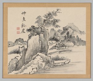 Podwójny Album Studiów Krajobrazowych wg Ikeno Taiga, t. 2 s. 14, XVIII w. autorstwa Aoki Shukuya