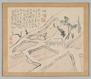 Podwójny Album Studiów Krajobrazowych wg Ikeno Taiga, t. 2 k. 35, XVIII w. autorstwa Aoki Shukuya