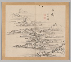 Podwójny Album Studiów Krajobrazowych wg Ikeno Taiga, t. 2 s. 5, XVIII w. autorstwa Aoki Shukuya