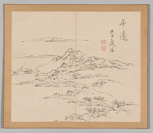 Podwójny Album Studiów Krajobrazowych wg Ikeno Taiga, t. 2 s. 8, XVIII w. autorstwa Aoki Shukuya
