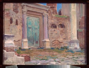 Le temple de Janus a Rome (Włochy) (Świątynia Janusa w Rzymie) - Praca Appolinariego Mikhaylovicha Vasnetsova (1856-1933), olej na tekturze, sztuka rosyjska XIX wiek - Muzeum Sztuki N Yaroshenko, Kisłowodsk (Rosja) autorstwa Apollinari Mikhailovich Vasnetsov