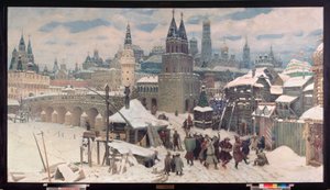 Moskwa w XVII wieku, Most Wszystkich Świętych - obraz Appolinariego Mikhaylovicha Vasnetsova (1856-1933), olej na płótnie autorstwa Apollinari Mikhailovich Vasnetsov