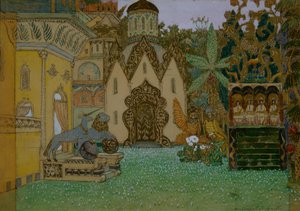 Scenografia do opery Legenda o niewidzialnym mieście Kiteż i panieńska Fevronia N. Rimskiego-Korsakowa, 1907 autorstwa Apollinari Mikhailovich Vasnetsov