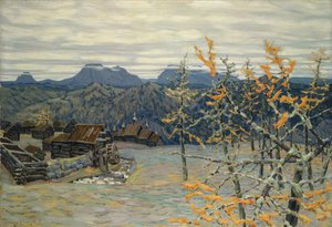 Wioska na Uralu autorstwa Apollinari Mikhailovich Vasnetsov