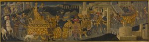 Triumf Scypiona Afrykańskiego (tempera ze złotem i srebrem na desce) autorstwa Apollonio (studio of) & Marco del Buono (1402 89)