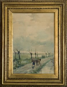 Pejzaż z ludźmi 1918-19 (akwarela na rysunku węglem)