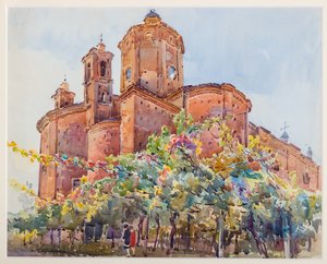 Kościół św. Mikołaja (akwarela na papierze) autorstwa Arcangelo Salvarani