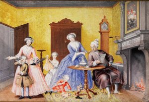Boże Narodzenie w królewskim domu cesarzowej Marii Teresy Austrii (1717-80) z mężem Franciszkiem I (1708-65) i dziećmi Marii Krystyny, Ferdynanda I (późniejszego księcia Modeny) (1754-1806), marzec autorstwa Archduchess of Austria Maria Christine