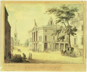 The Old Town Hall (Federal Hall) Nowy Jork, 1798 (grafit, wc, pióro i tusz na papierze)