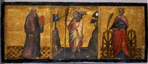 Św. Benedykt, Św. Krzysztof i Św. Katarzyna, ok. 1400 (tempera na drewnie topoli) autorstwa Aretino Luca Spinello or Spinelli