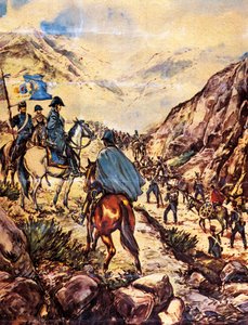 Generał Jose de San Martin, znany również jako Wyzwoliciel Południa, przekraczający Andy ze swoją armią w kierunku Peru autorstwa Argentinian School