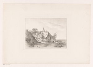 Krawędź wioski z kobietą wybielającą pranie autorstwa Arie Ketting de Koningh (attributed to)