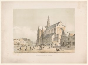 Widok na kościół Sint-Bavo i Grote Markt w Haarlemie Groote Markt w Haarlemie (tytuł na obiekcie) autorstwa Arie Ketting de Koningh