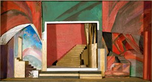 Makieta dekoracji do opery Demon Rubinsteina (drewno, karton, tkanina, gwasz) autorstwa Aristarkh Vasilievic Lentulov