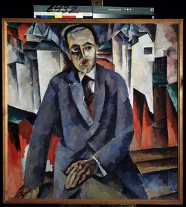 Portret pułkownika Aleksandra Tairowa (1885-1950) (Portret pułkownika A. Tairowa). Obraz Aristarkha Wasiljewicza Lentulowa (Lentulov) (1882-1943), olej na płótnie. Sztuka rosyjska, awangarda XX wieku. Państwowe Muzeum Rosyjskie w Sankt Petersburgu. autorstwa Aristarkh Vasilievic Lentulov
