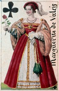 Reprezentacja Małgorzaty de Valois (1553-1615) znanej jako królowa Margot. Fragment karty do gry wykonanej przez Gustave