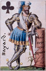 Reprezentacja rycerza Pierre Terrail, Lord of Bayard (1476-1524). Fragment karty do gry wykonanej przez Gustave