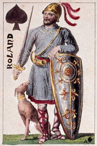 Reprezentacja rycerza Rolanda (lub Hroudlanda), markiza Marchii Bretanii. Fragment karty do gry wykonanej przez Gustave